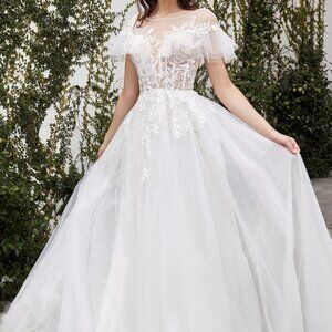 OFF WHITE PROM PARTY BRIDAL FORMAL A-LINE LONG MAURELLE WEDDING GOWN ALA1070W